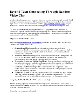 Beyond Text Connecting Through Random Video Chat