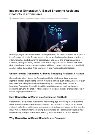 kagen.ai-Impact of Generative AI-Based Shopping Assistant Chatbots in eCommerce