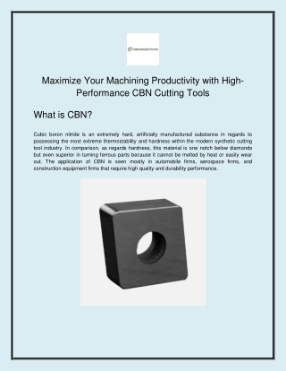 Maximize Your Machining Productivity with High-Performance CBN Cutting Tools