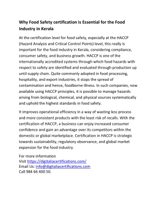 HACCP CERTIFICATION SERVICES