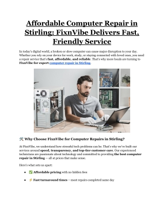 Affordable Computer Repair in Stirling_ FixnVibe Delivers Fast, Friendly Service