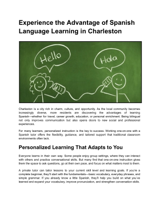 Experience the Advantage of Spanish Language Learning in Charleston