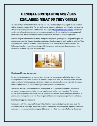 General Contractor Services Explained What Do They Offer