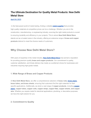 The Ultimate Destination for Quality Metal Products_ New Delhi Metal Store