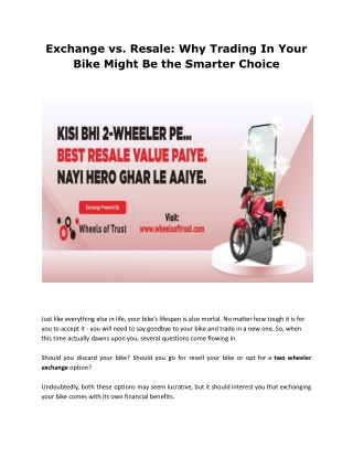 Exchange vs. Resale: Why Trading In Your Bike Might Be the Smarter Choice