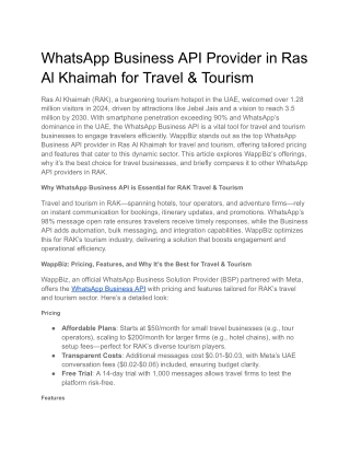 WhatsApp Business API Provider in Ras Al Khaimah for Travel & Tourism