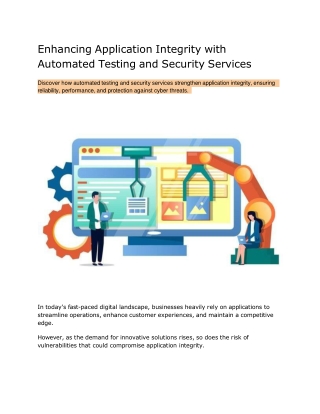 Enhancing Application Integrity with Automated Testing and Security Services