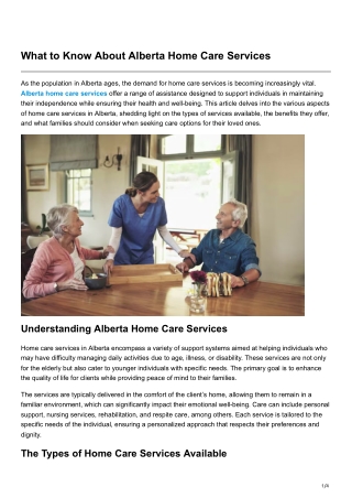 What to Know About Alberta Home Care Services