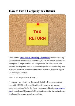 How to File a Company Tax Return