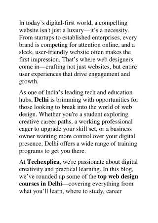 Web Designing Courses in Delhi