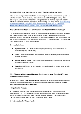 Best Rated CNC Laser Manufacturer in India | Vishvkarma Machine Tools