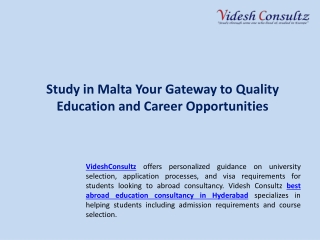 Study in Malta Your Gateway to Quality Education and Career Opportunities