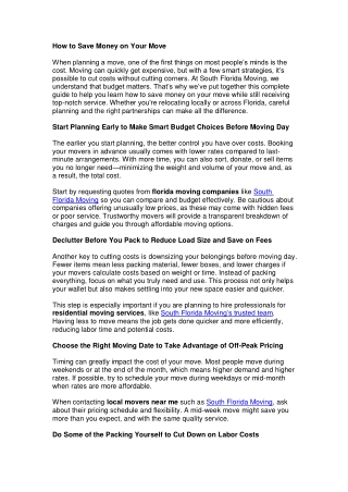 How to Save Money on Your Move