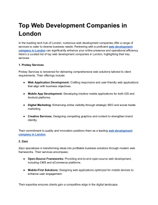 Top Web Development Companies in London