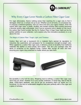 Why Every Cigar Lover Needs a Carbon Fiber Cigar Case