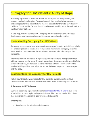 Surrogacy for HIV Patients A Ray of Hope