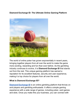 Diamond Exchange ID_ The Ultimate Online Gaming Platform