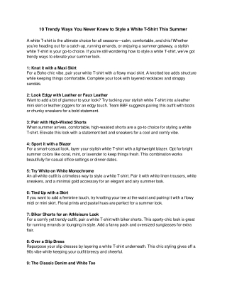 10 Trendy Ways You Never Knew to Style a White T-Shirt This Summer