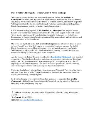 Best Hotel in Chittorgarh