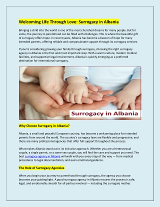 Welcoming Life Through Love Surrogacy in Albania