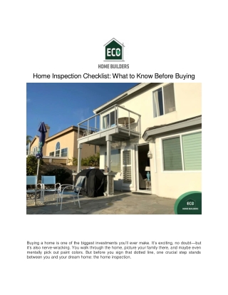 Home Inspection Checklist What to Know Before Buying