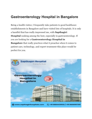 Gastroenterology Hospital in Bangalore