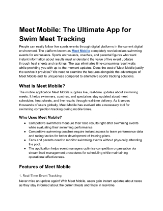 Meet Mobile- The Ultimate App for Swim Meet Tracking