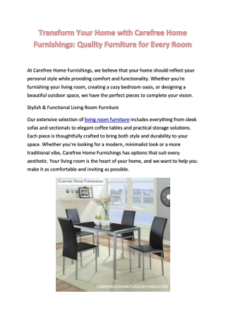 Premium Outdoor & Indoor Furniture for Every Space | Carefree Home Furnishings