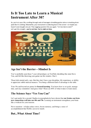 Is It Too Late to Learn a Musical Instrument After 30