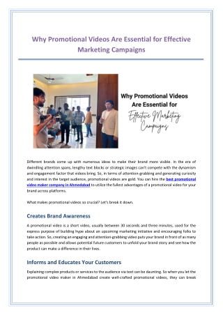 Why Promotional Videos Are Essential for Effective Marketing Campaigns