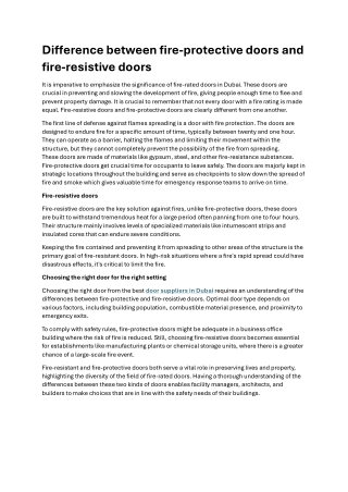 Difference between fire-protective doors and fire-resistive doors