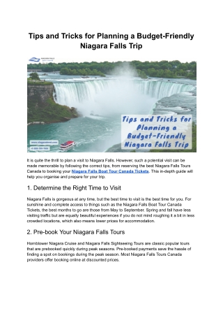Tips and Tricks for Planning a Budget-Friendly Niagara Falls Trip