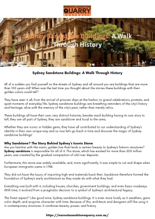 Sydney Sandstone Buildings A Walk Through History