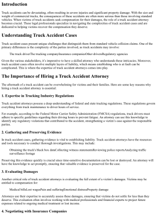 The Role of Truck Accident Attorneys in Seeking Compensation