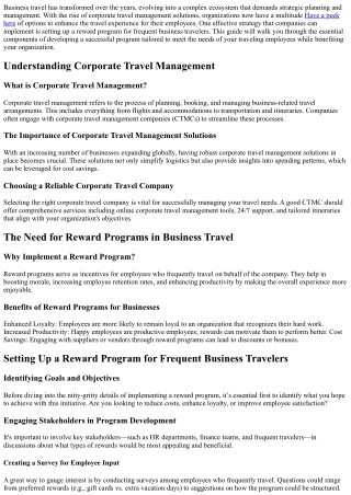 Setting Up a Reward Program for Frequent Business Travelers