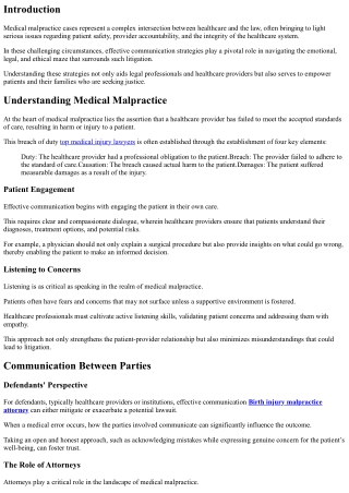 Effective Communication Strategies in Medical Malpractice Lawsuits