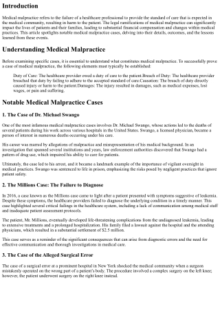 Spotlight on Medical Malpractice: Notable Cases and Outcomes