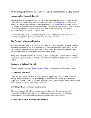 What is Sadaqah Jariyah and How Can Your Sadaqah Donation Make a Lasting Impact