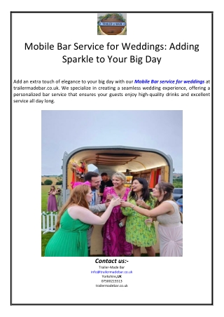 Mobile Bar Service for Weddings: Adding Sparkle to Your Big Day