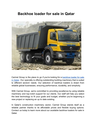 Backhoe loader for sale in Qatar