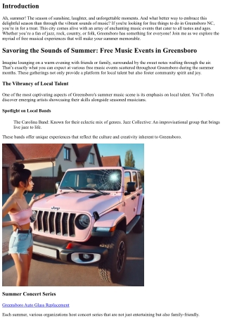 Savoring the Sounds of Summer: Free Music Events in Greensboro