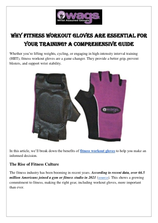 Why Fitness Workout Gloves are Essential for Your Training A Comprehensive Guide