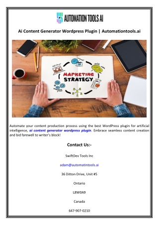 Ai Content Generator Wordpress Plugin  Automationtools.ai