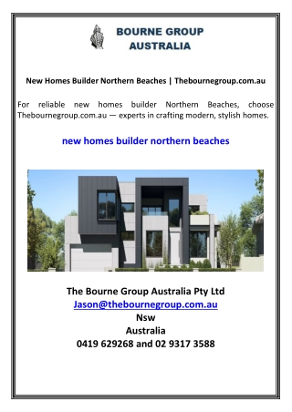 New Homes Builder Northern Beaches Thebournegroup.com.au