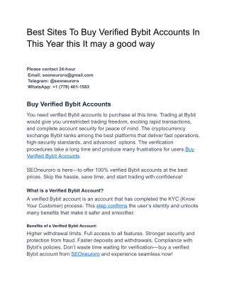 Best Sites To Buy Verified Bybit Accounts In This Year this It may a good way