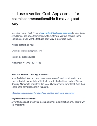 do I use a verified Cash App account for seamless transactionsthis It may a good way