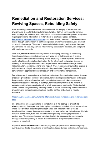 Expert Remediation and Restoration Services to safely remove hazards, repair dam