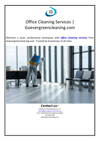 Office Cleaning Services Los Angeles | Goevergreencleaning.com