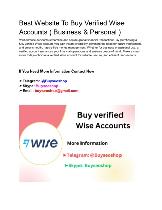 Best Website To Buy Verified Wise Accounts ( Business & Personal )