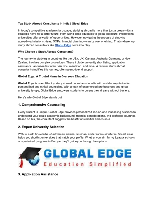 Leading Study Abroad Consultants in India | Global Edge